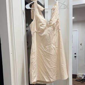 Cream Tie-Shoulder V-Neck Sundress